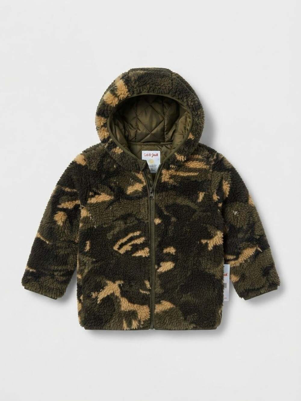 Okie Dokie Faux Fur Camouflage Zip Up Hooded Jacket Size 4T
